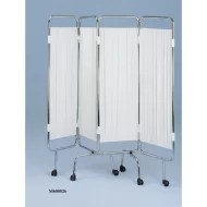 Paravan medical cadru cromat, cu roti, 4 sectiuni